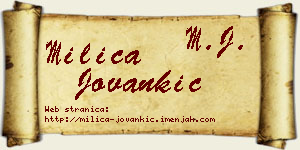 Milica Jovankić vizit kartica